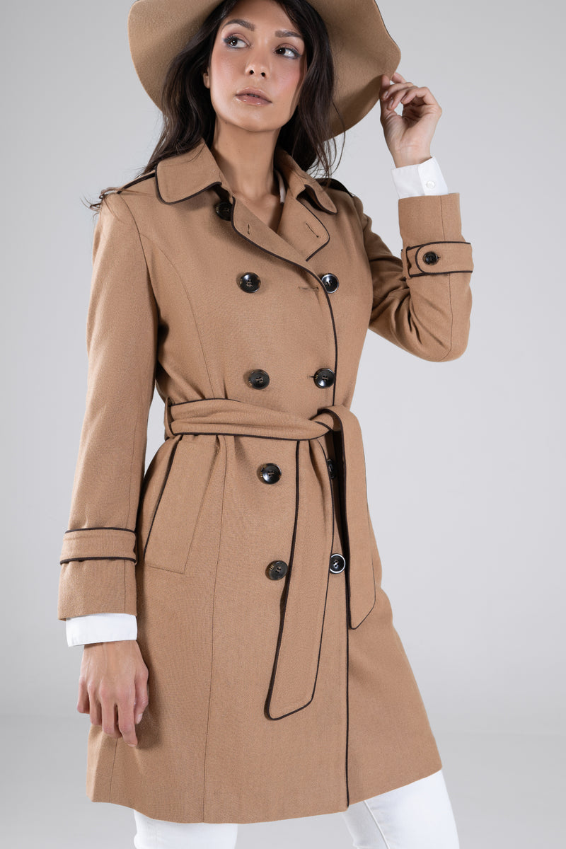 Camel Colored Wool Short Trench Coats for Women – Freni Clothing Co